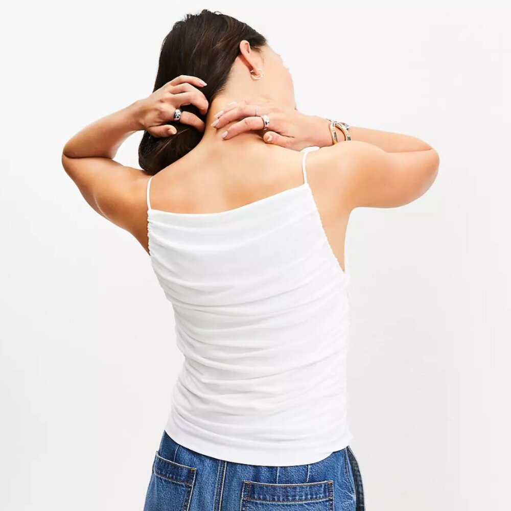 LOFT Ruched Apron Neck Top - Picture 2 of 2